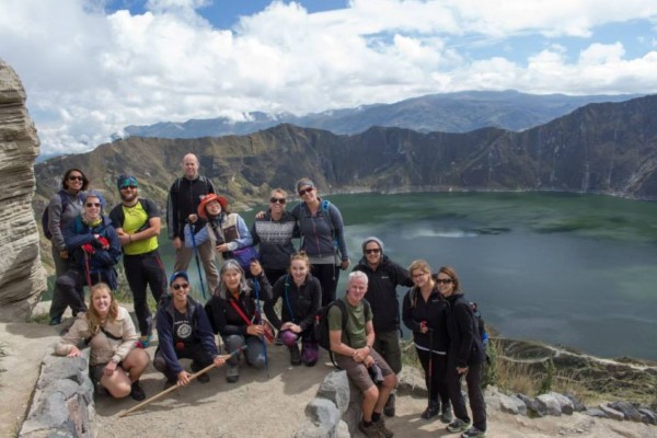 Enjoying a trek with my group around Quilotoa volcano in Ecuador, 2014