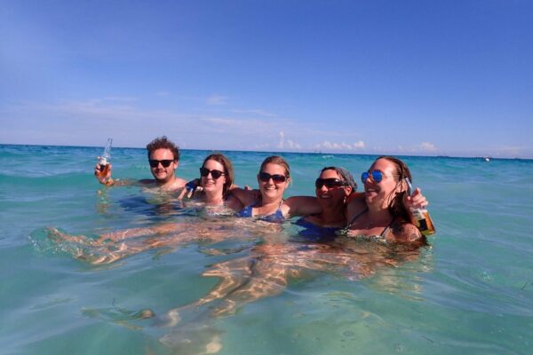 Enjoying a Beer at the Caribbean Sea