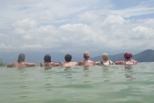 Enjoying a bath at Hierve el Agua Springs