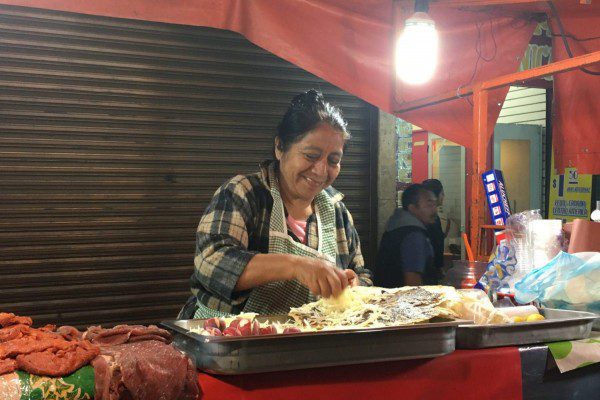 Street Cook Making Tlayudas