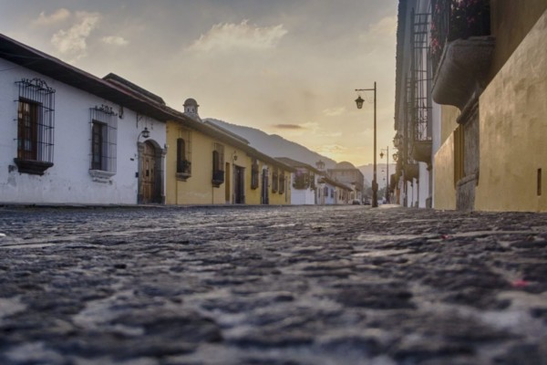 Typical Stone Paved Street in Downtown Antigua