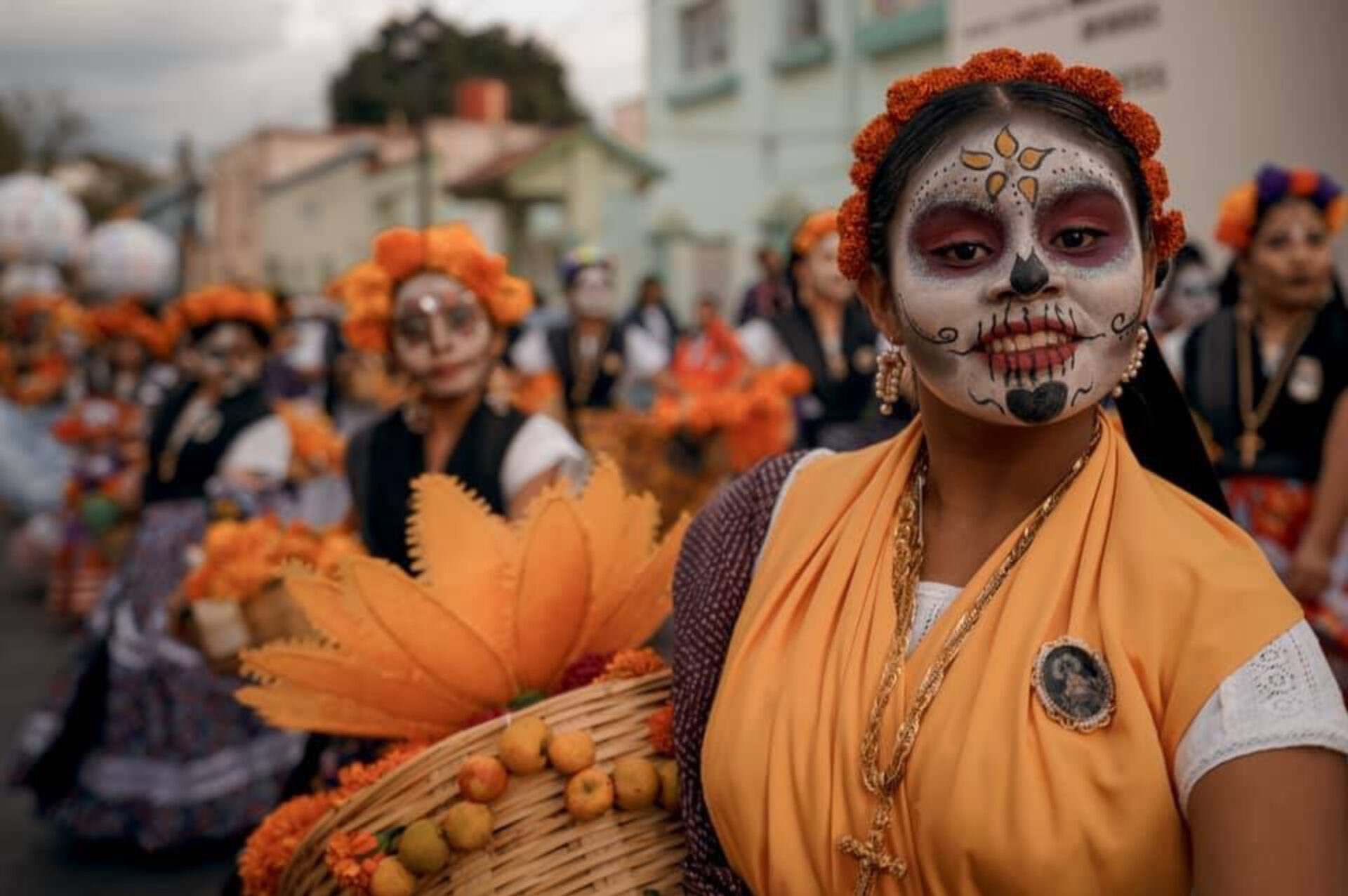 Local women at the Parade during the Day of the Dead Celebrations at Oaxaca