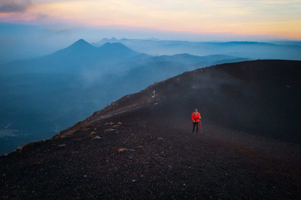 Trekking at the summit of Acatenango Volcano