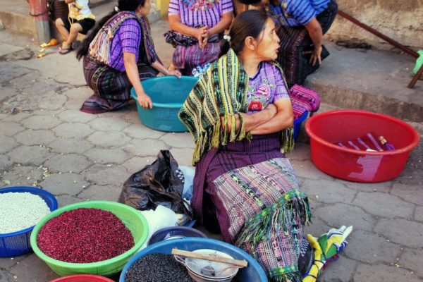 Women selling beans at the market