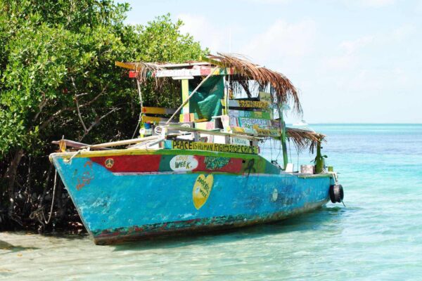 Hippie boat at Belize's Coast